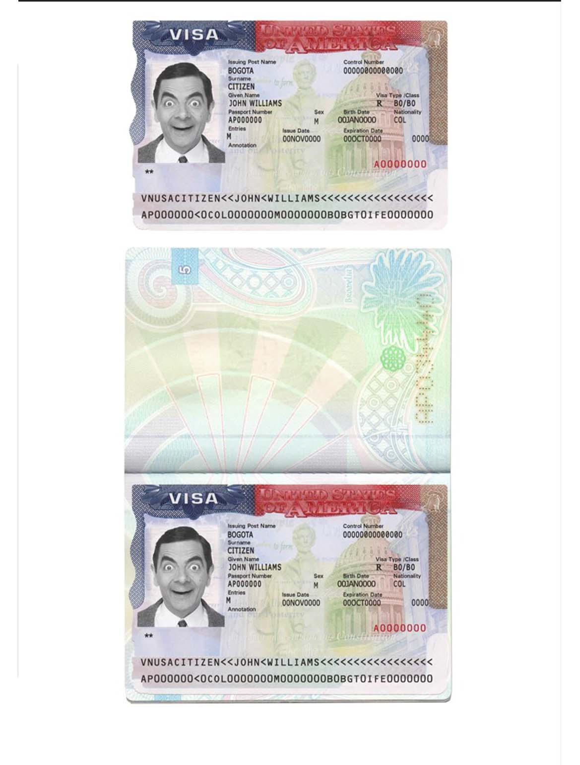 USA Tourist travel visa PSD download template 